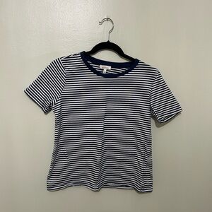 ELLA MOSS | Navy and White Striped Cropped Tee, Size Small